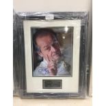 A framed & glazed signed photograph of Jack Nicholson with COA