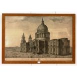 Paul Fourdrinier (1698-1758): The South-East Prospect of St Paul's Cathedral, engraving,
