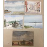 John Grove (20th century): Five watercolour studies to inc Windsor Castle & Cley from the West,