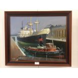 D Pring (20th century): Boats in a harbour, oil on canvas, signed lower left,