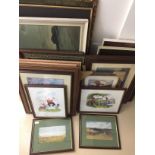 A large quantity of prints to include golf & Pears examples