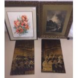 A quantity of pictures to inc still life, landscape and figural examples,