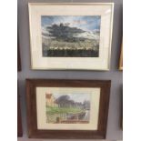 Two landscape watercolours to inc an atmospheric study of clouds over a field, 'New Year's Eve',