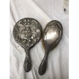 A HM silver mirror and brush