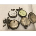 Four silver pocket watches (A/F)