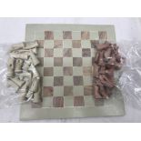 A stone chess set