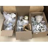 Three boxes of mixed ceramics