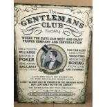 A Gentlemens' Club tin sign