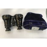 A pair of tortoiseshell binoculars with silver inlay by Ross, London,