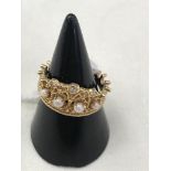 An 18ct Franklin Mint diamond and pearl crown ring