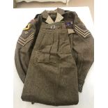 A 1949 pattern battledress to Beds & Herts Staff Sergeant with jump wings