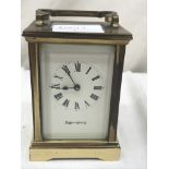 A brass carriage clock by Mappin & Webb