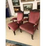 A pair of Edwardian easy chairs