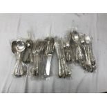 A Mappin & Webb 12-place setting silver plate cutlery set;
