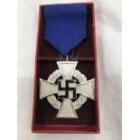 A cased German 25 Years' Service medal