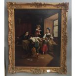 A 19th century oil on canvas of children in an interior,