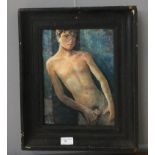 Hubert Wets (Belgian, 20th century): Male figural study, watercolour, signed,