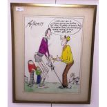 Roy Ullyett (1914-2001): An original pen/ink golf carton, signed & inscribed, 45 x 32 cm.