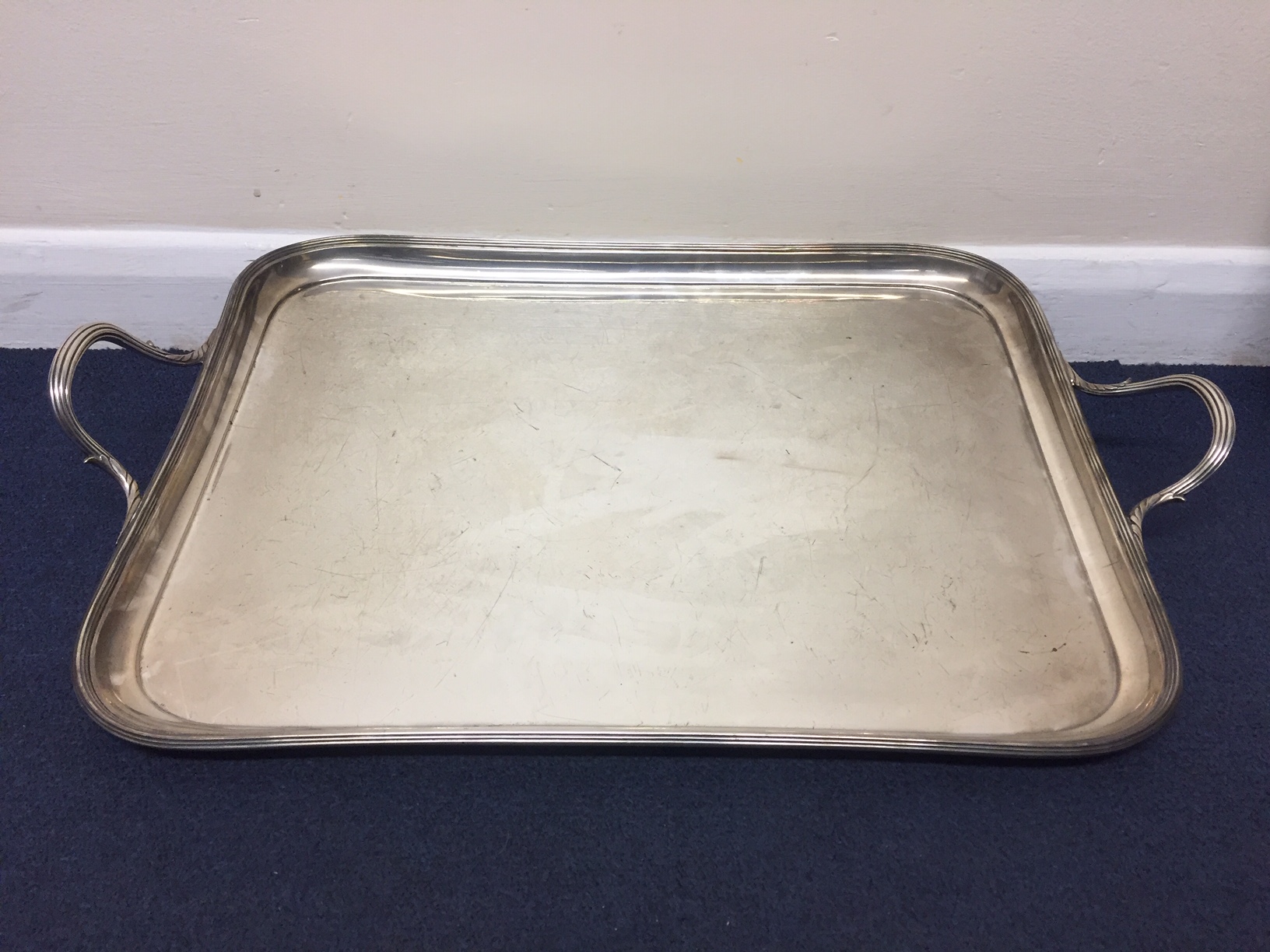 A heavy hallmarked silver tray Sheffield (1918) by James Dixon & Sons CONDITION REPORT: