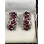 14ct filigree diamond and ruby clip-on earrings