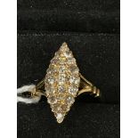 An 18ct old cut diamond navette dress ring
