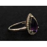 A 9ct pear-shaped amethyst dress ring