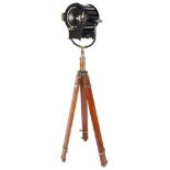An Early 20th Century Theatre Lamp on Tripod Stand: A TVE Luminotecnia Theatre lamp on spigot mount