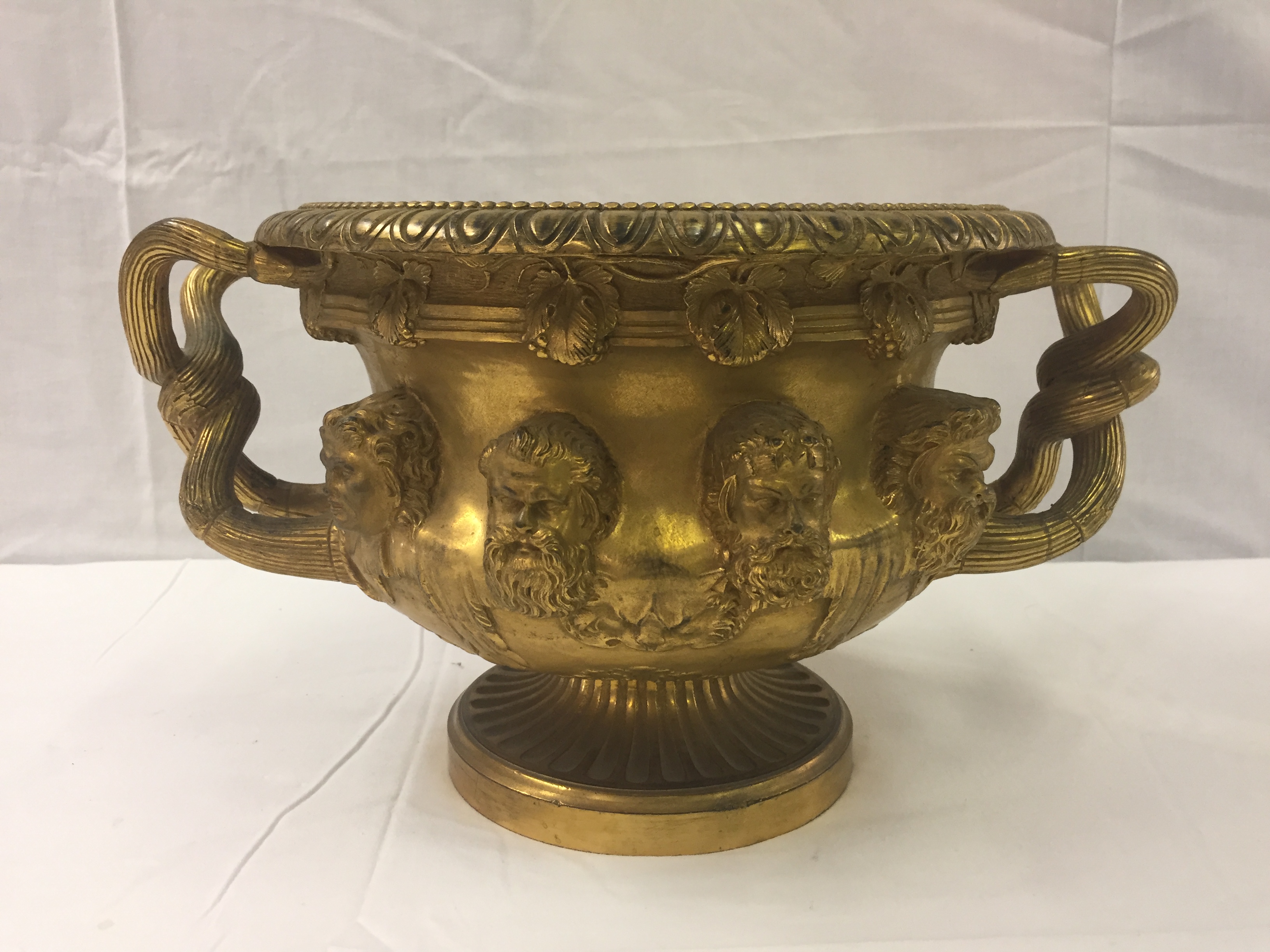 A French Gilt Bronze Model of the Warwick Vase: 19th century, with twisted handles, - Image 4 of 11