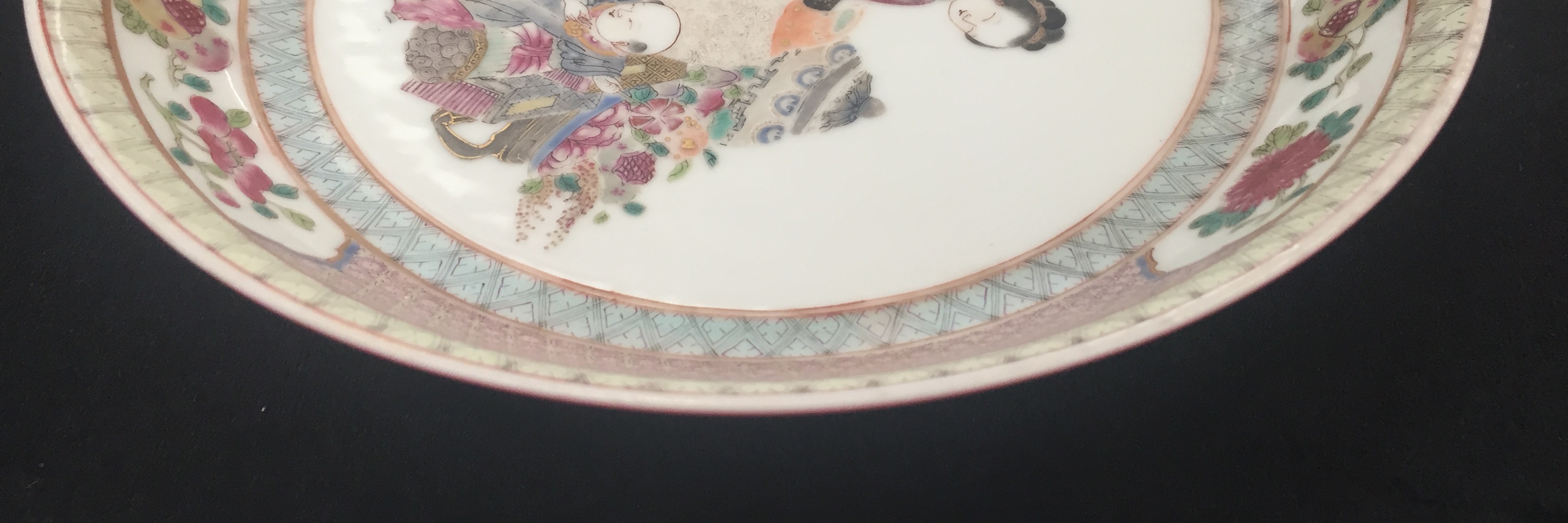 A Pair of Chinese Famille Rose Plates: Depicting figural scenes with utensils, - Image 14 of 17