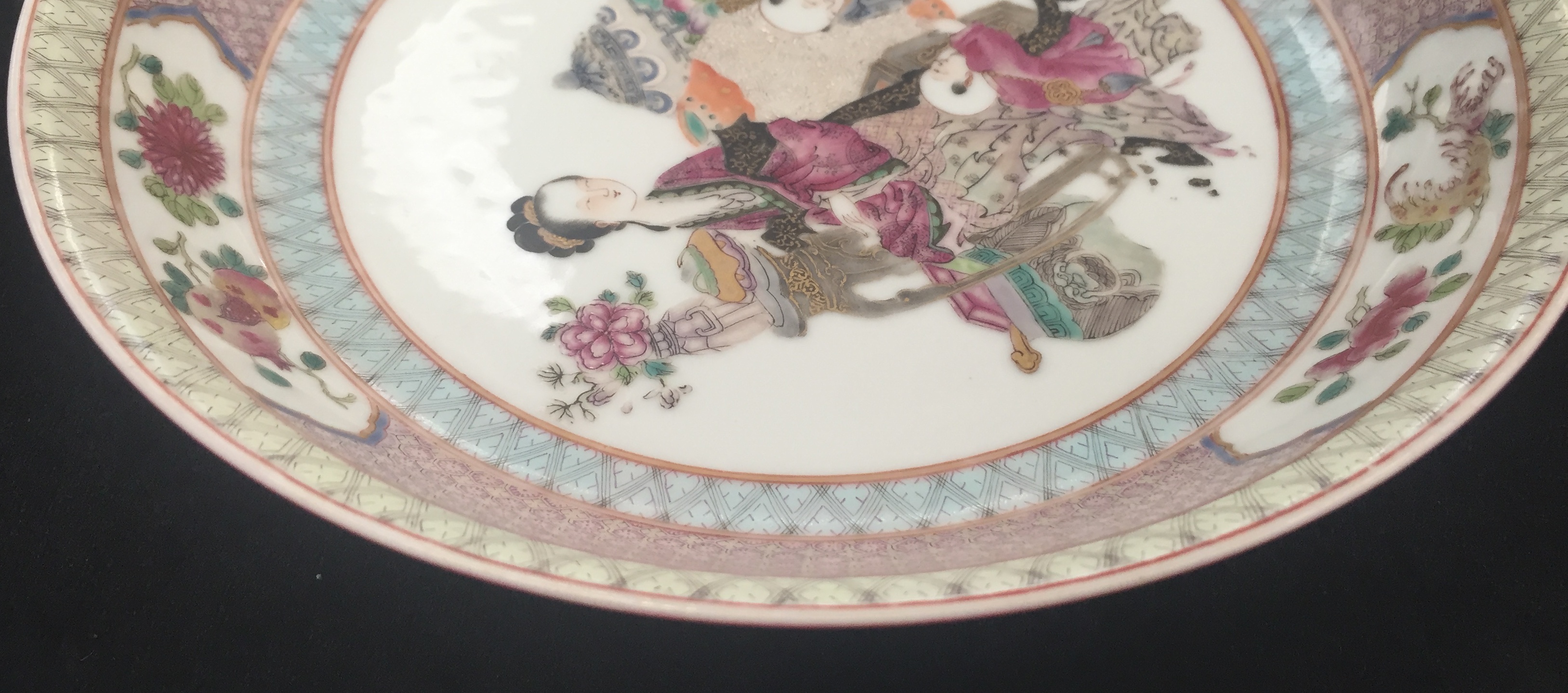 A Pair of Chinese Famille Rose Plates: Depicting figural scenes with utensils, - Image 8 of 17