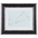 Lam Dong (Vietnamese, 1920-1987): Reclining female nude, ink study, signed with artist's stamp,