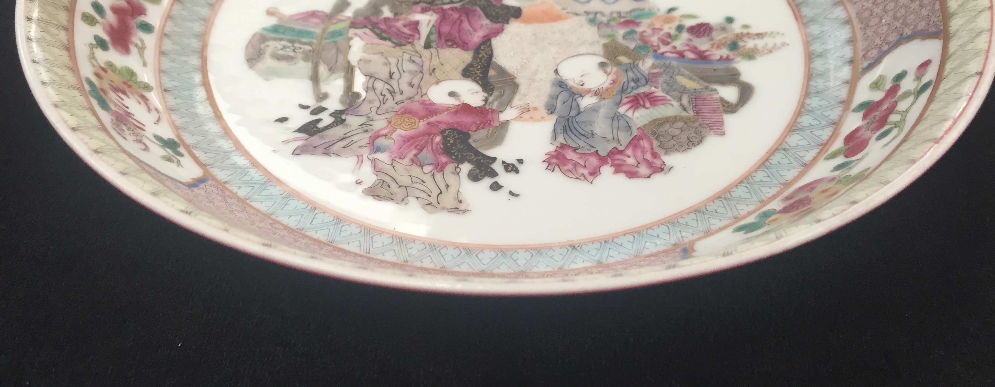 A Pair of Chinese Famille Rose Plates: Depicting figural scenes with utensils, - Image 13 of 17