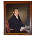 Circle of George Chinnery (British, 1774-1852): Portrait of a gentleman, half length, seated,