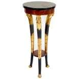 A Marble-Topped Empire Period Jardiniere: Black marble topped jardiniere the three stem part gilded