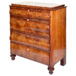 An Early 19th Century Walnut Chest of Drawers: Four drawer chest with mother-of-pearl escutcheons