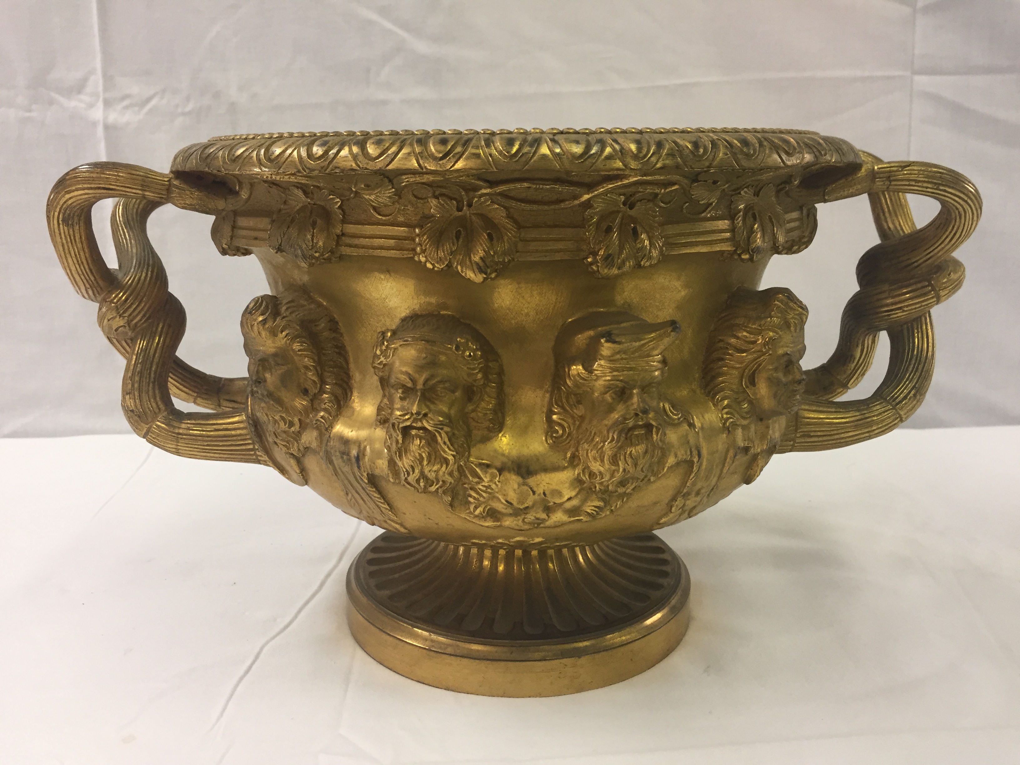 A French Gilt Bronze Model of the Warwick Vase: 19th century, with twisted handles, - Image 2 of 11