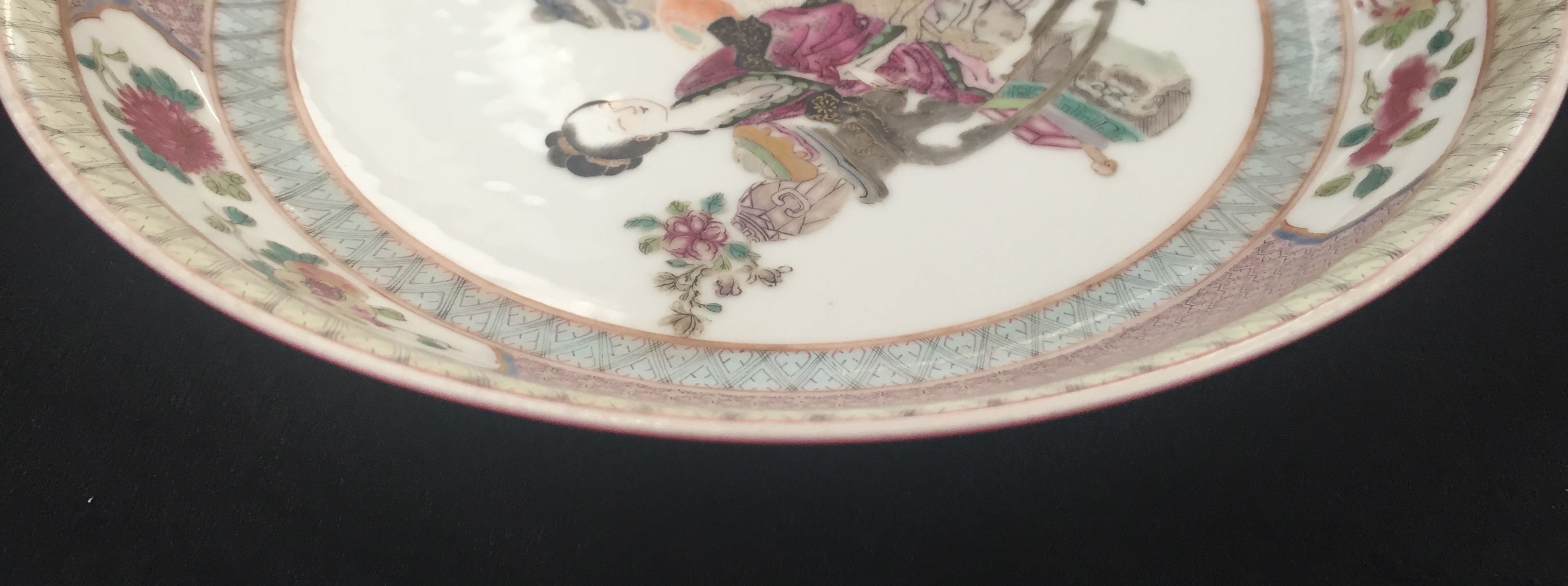 A Pair of Chinese Famille Rose Plates: Depicting figural scenes with utensils, - Image 15 of 17