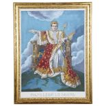 After Jacques-Louis David (French, 1748 - 1825): Napoleon Le Grand, hand coloured engraving,
