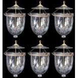 Six cut glass Regency style three sconce chandeliers CONDITION REPORT: 48cm Height x