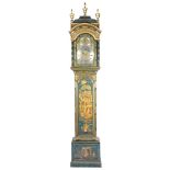 A Green Chinoiserie Longcase Clock by William Scafe,