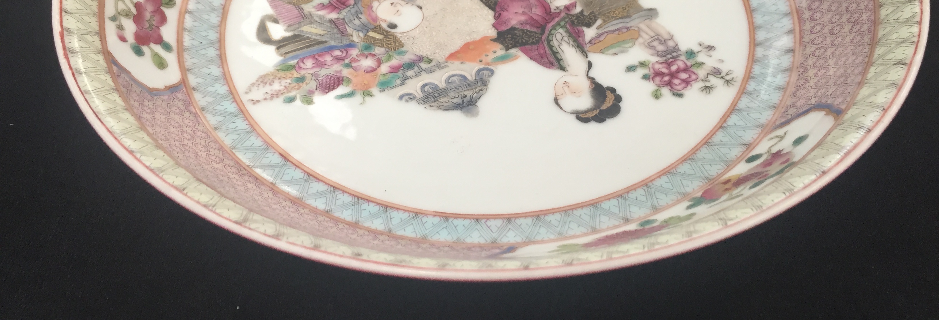 A Pair of Chinese Famille Rose Plates: Depicting figural scenes with utensils, - Image 7 of 17