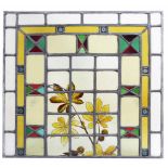 An Arts & Crafts Period Stained Glass Window: Finely inset with naturalistic design featuring horse