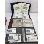 Four albums of bank notes FDCs and postcards