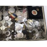 A box of mixed World coins/medallions