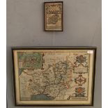 Welsh Interest: A 17th century hand-coloured map of Caermarthen by John Speed, dated 1610,