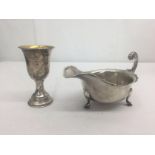 A HM silver Georgian-style sauce boat and Kiddush cup