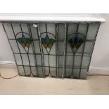 Four 1930s stained glass window: casements in Flemish glass