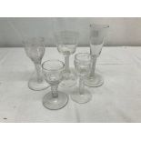 Five 18th/19th century glasses to inc twisted stem examples