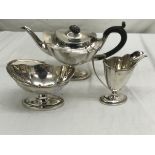 A HM silver three-piece teaset