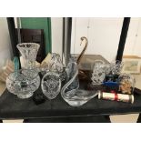 Glass and crystal items to inc ships in bottles,